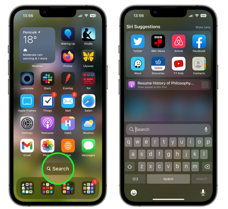 庆安苹果手机维修分享升级到 iOS 16 后，如何删除主屏幕上的搜索按钮 