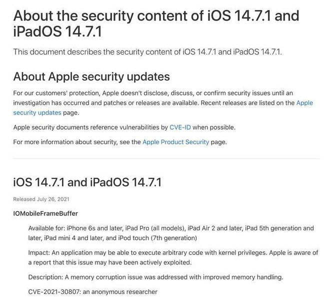 庆安苹果手机维修分享iOS 14.7.1 正式版更新内容及升级方法 