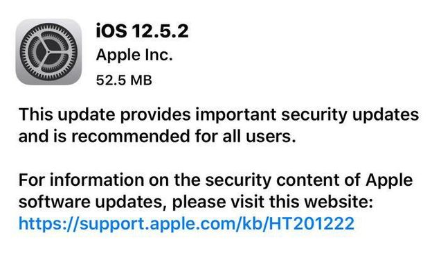 庆安苹果手机维修分享iOS12.5.2发布，建议所有老苹果用户安装 